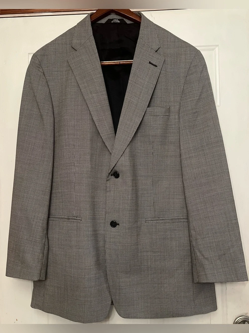 Haggar Black Label Gray Micro Houndstooth 2-Piece Suit 44L Jacket 36x29 Pants